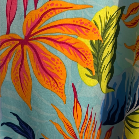 Stella Parker Tropical Leaf Print V-Neck Dress Size L - Picture 5 of 6